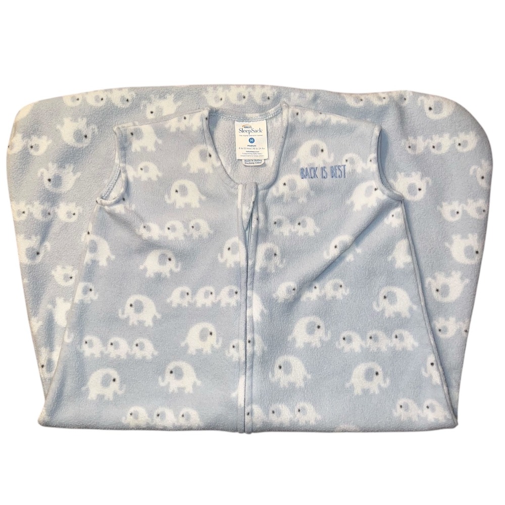 Halo SleepSack Wearable Blanket Baby Blue Elephant Fleece Size M 6-12 Months